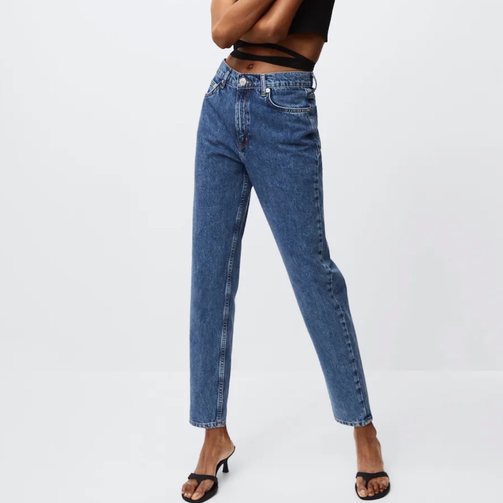 Mango Mom High wasit Dark Blue Jeans